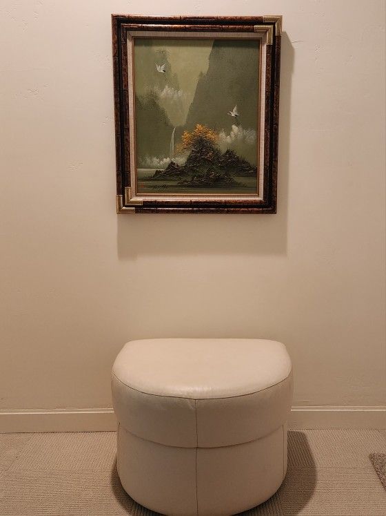 Natuzzzi Top Grain Italian Leather Ottoman