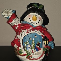 Circle of Friends Snowman Candleholder New With Box