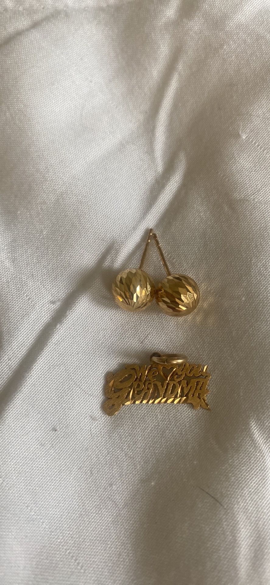 We Love Grand Mom Charm And Gold Earrings