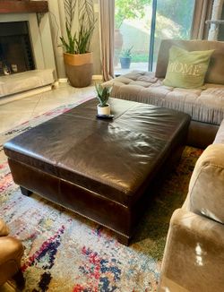Pottery Barn Leather Ottoman