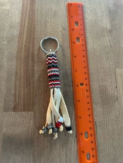 Cut beads beaded keychain