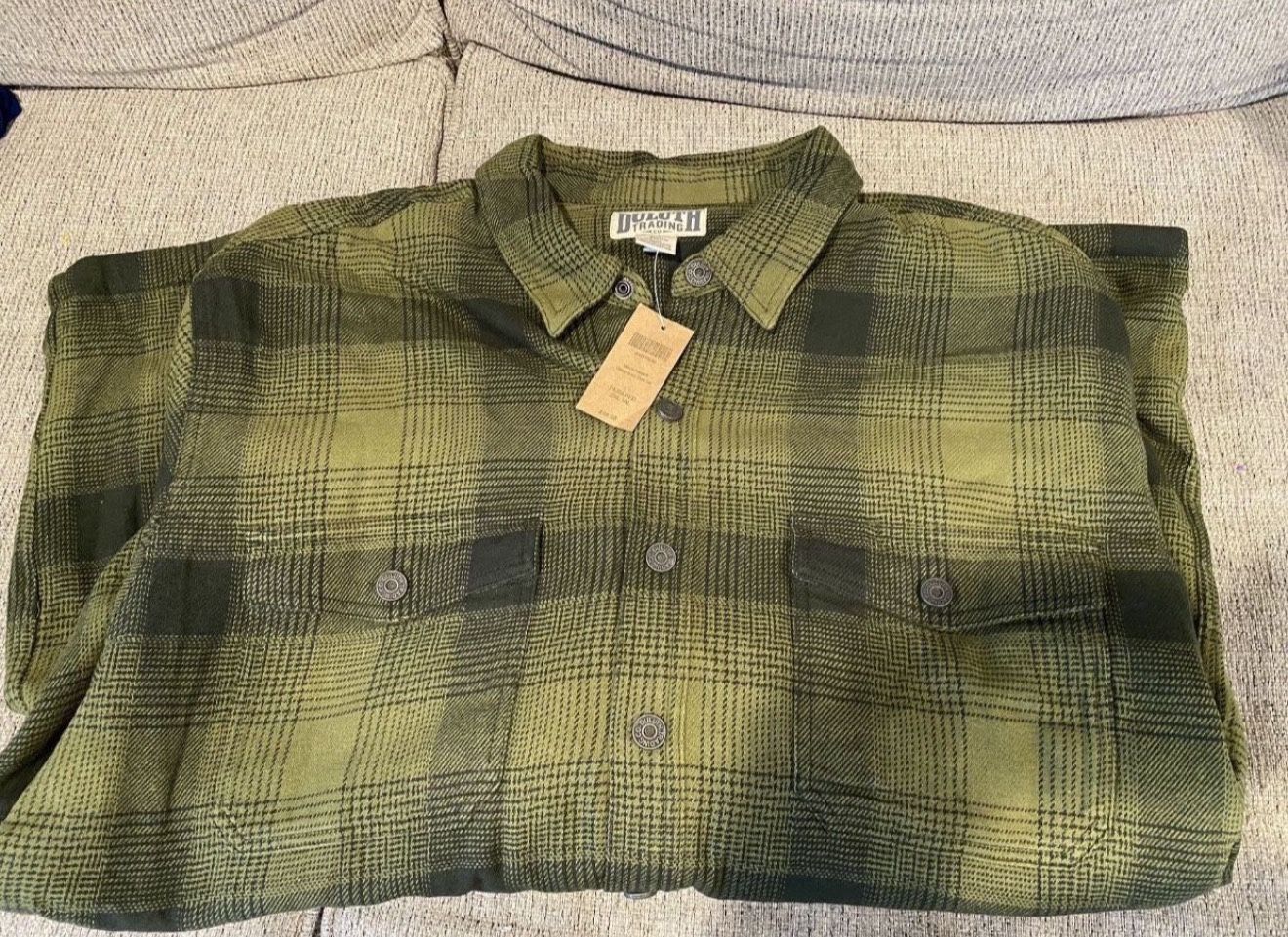DULUTH TRADING COMPANY NEW MENS FLEECED LINED SHIRT JACKET 2XL TALL GREEN OBO