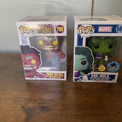 Marvel Hulk and She Hulk Funko Pops