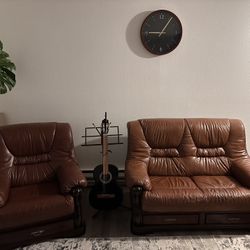 Real Leather 3 Piece Sofa Set
