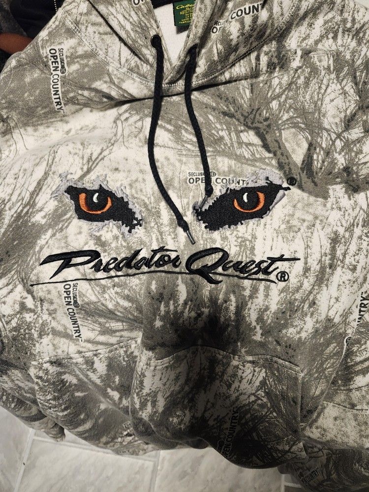 White/gray Cabelas Hoodie Predator Quest