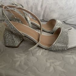 Women’s Ankle Strap Heels Chunky Block Rhinestone Sandals 3 Inch Open Toe Heels Party Wedding Prom Shoes