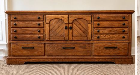 76.5” Vintage Wood Dresser / Sideboard Credenza – Burlington House