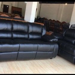 Brand New Ashley💫 Dendron Black Leather  Power Reclining Sofa Loveseat / Living Rom Set💫 Great Financing Options 