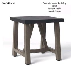 Brand New  Patio Accent Table Faux Concrete Table Top 