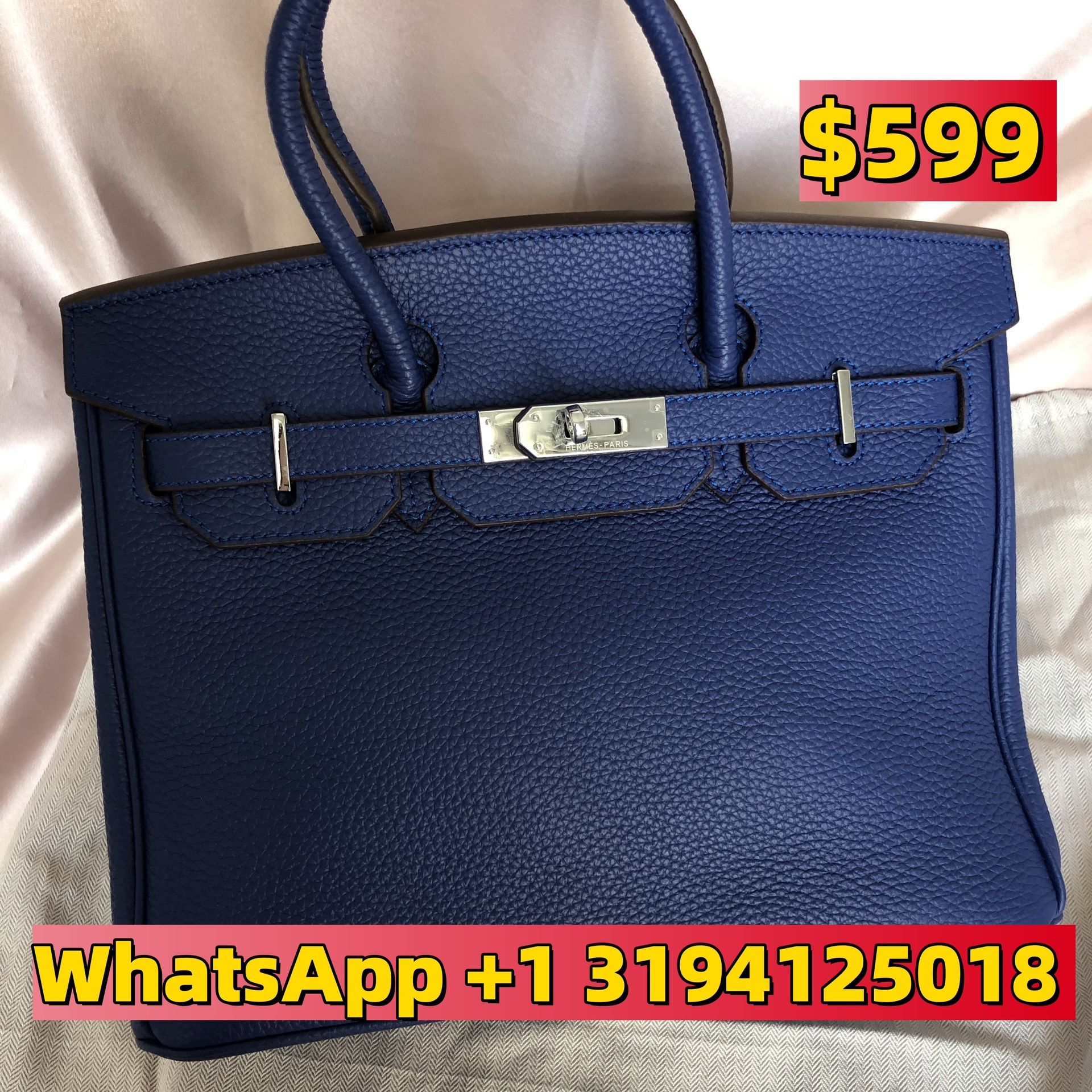 Hermes Birkin 40 Bag In Bleu Indigo Fjord With Palladium Hardware