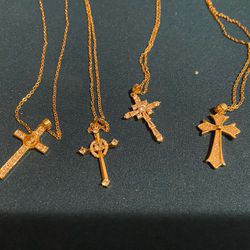 Gold Plated Chains With Cross Charms