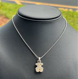 Vintage Jewelry Sterling Silver .925 TOUS TEDDY BEAR Pendant with Ball Chain Necklace 16”