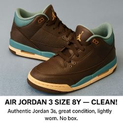 Air Jordan 3 Retro "Rio Teal" Size 8Y Black/Metallic Gold/Teal 