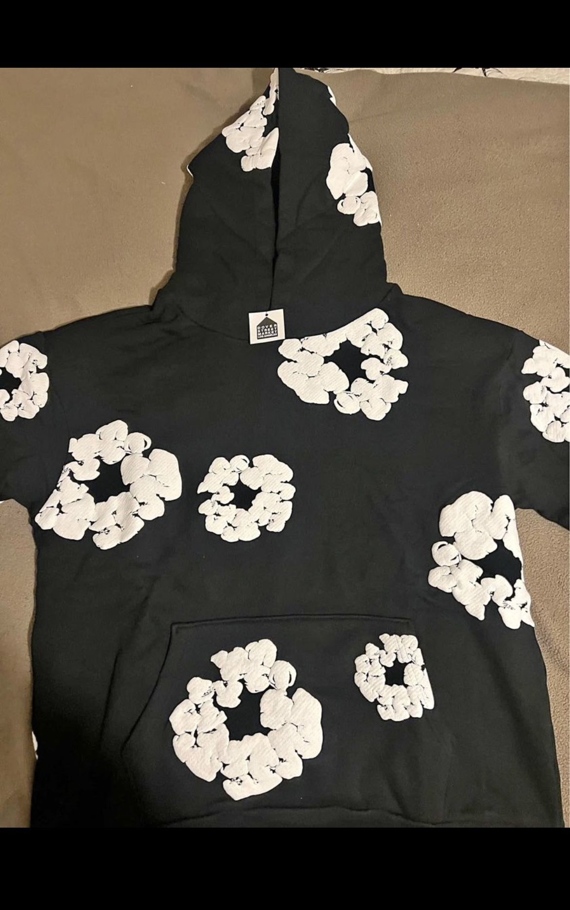 BLACK DENIM TEAR HOODIE