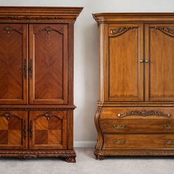 🌟 2 Solid Wood Armoires / TV Cabinets – Beautiful Matching Style 🌟