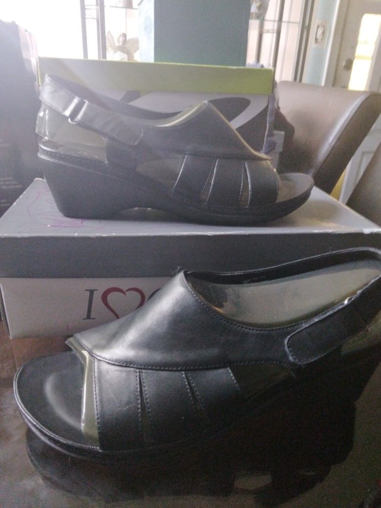 I Love Comfort Blk Leather Shoes New