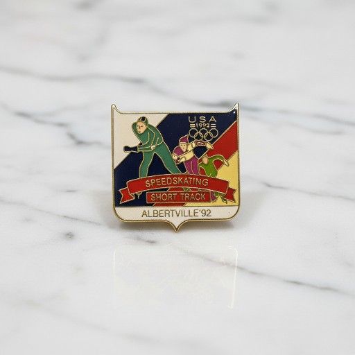 ⛸️ Albertville 1992 USA Speed Skating Olympic Pin! 🏅