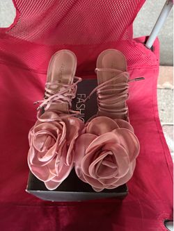 Fashion Nova Pink Rose Strappy Heels
