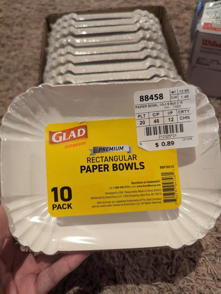Glad Paper Bowls Premium 10 Per Package X12