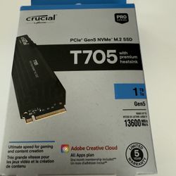 Crucial T705 Gen5 SSD Heatsink M.2 NVMe 1TB