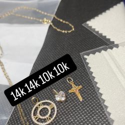 10k and 14k charms with 14kt necklace