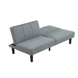 66" Studio Futon, Gray Linen Upholstery