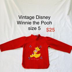Vintage Disney Winnie the Pooh soft  fleece pull over Girls size 5