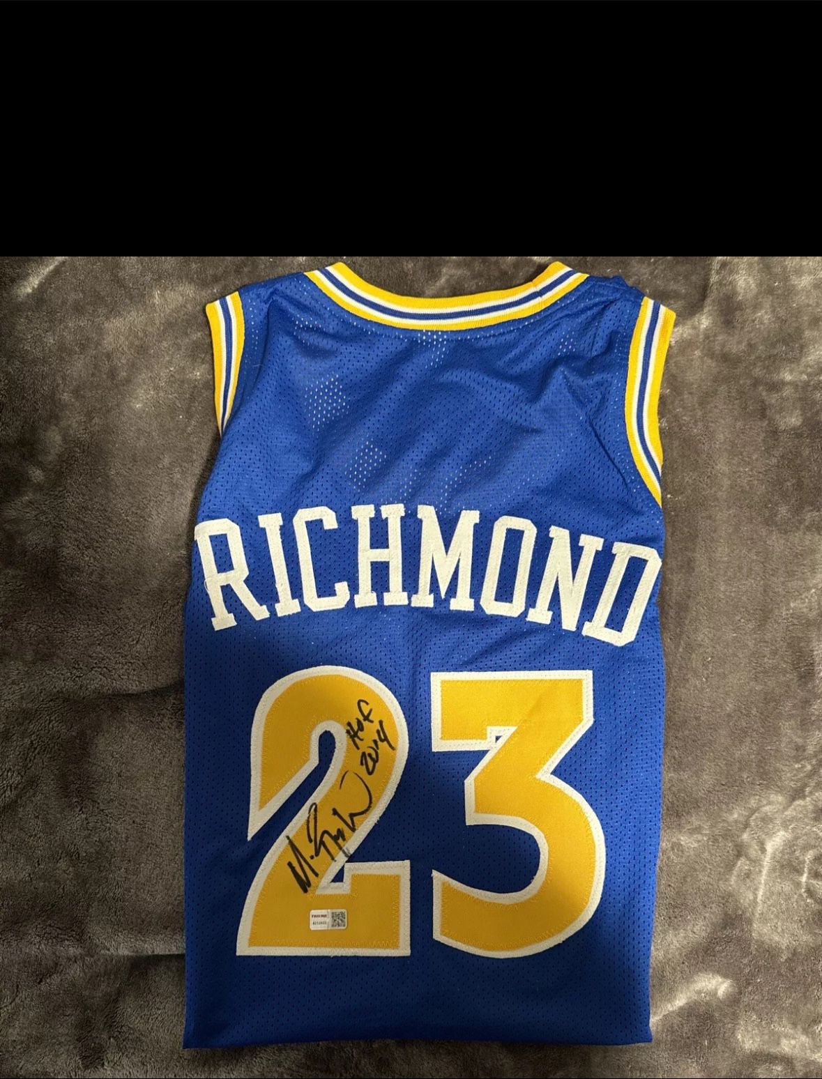 Mitch Richmond Autographed Golden State Warriors Jersey Tristar Sticker COA