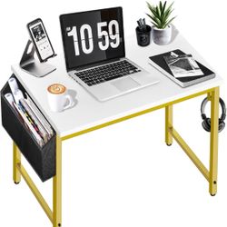White And Gold Small Desk