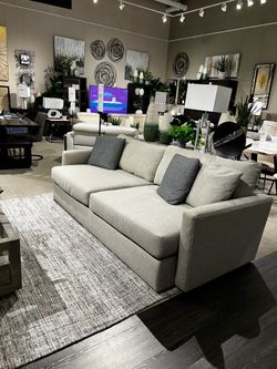 Fabric sofa with matching ottoman