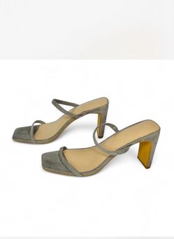 The Drop Square Toe Women's Elegant Gray Strappy Sandal Heels 9.5