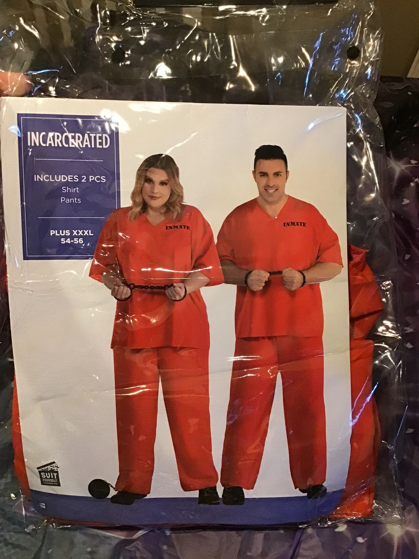 Incarcerated Adult 1 Costume Size Plus XXXL (54-56) -Preowned