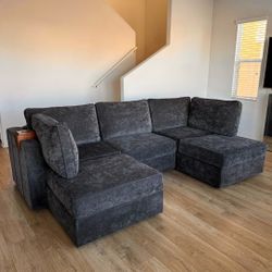 Floor Model/Return Lovesac Charcoal Gray Corded Velvet Sactional - 🚚 FREE SHIPPING