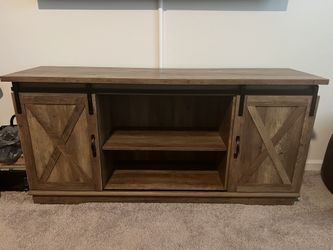 Farmhouse sliding barn door TV stand