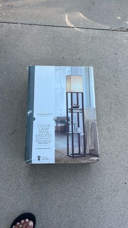 Floor lamp with shelves