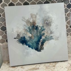Blue coral abstract canvas wall art decor