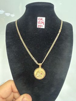 10K Solid Gold Chain and Pendant For Wedding 12.2Gr 25 Inches Long