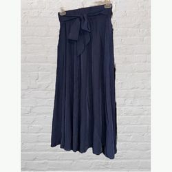 Brand New Size (Large) Navy Blue Women's Ankle Length High Waist A-line Flowy Long Maxi Skirt with Pocket 