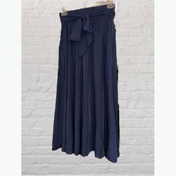 Brand New Size (Large) Navy Blue Women's Ankle Length High Waist A-line Flowy Long Maxi Skirt with Pocket 