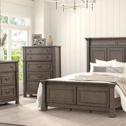 Brand New Dark Walnut 4pc Queen Bedroom Set (Available In Eastern King)