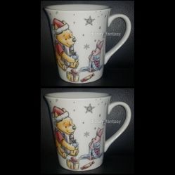 Disney Winnie the Pooh and Piglet Christmas Holiday Ceramic Coffee Mug Set