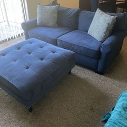 Suede Sofa And Ottoman 
