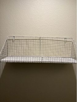 White wire shelf with wood bottom