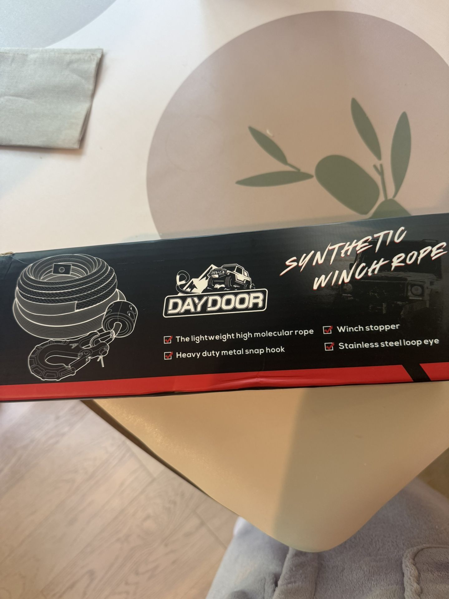 DAYDOOR Synthetic Winch Rope, 1/4'' x 50ft