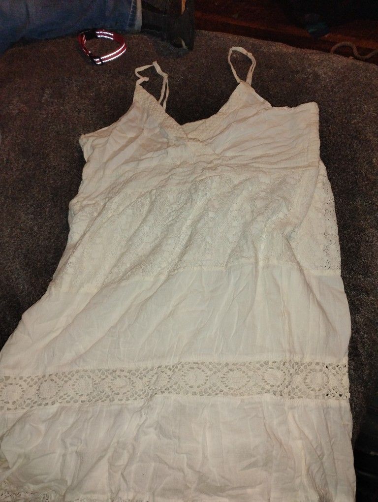 Boho Maxi White Lace Dress L/XL