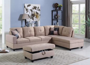 New Sectional With Storage Ottoman