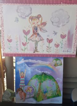 medium painting for girl and unicorn house and tunnel