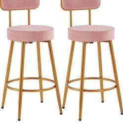 Velvet Bar Stools 26'' Counter Height Bar Stools Velvet Stools for Kitchen Counter with Backrest