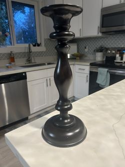 One Pottery Barn Pottery Barn Turned Wood pillar or taper candle stand holder.