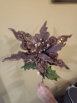 Artificial Glitter Poinsettia  Decoration 24 ea